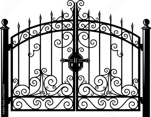 Fence gate isolated black set icon, Vector illustration fence gate on white background.
