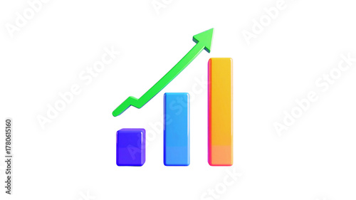 3D business chart showing upward growth and financial success with an arrow Free Download 3D business chart showing upward growth and financial success with an arrow - GFXLoad