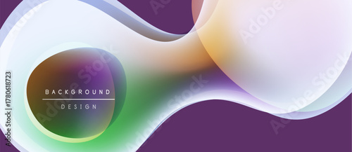 Abstract flowing shapes, vibrant colors blend. Purple backdrop complements fluid design, modern aesthetic. Text reads background design.