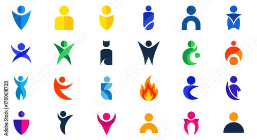 Collection of vibrant and abstract human figure icons representing diversity and potential