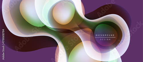 Abstract flowing shapes, vibrant colors, purple backdrop. Modern design element for digital projects, presentations. Smooth gradients present.