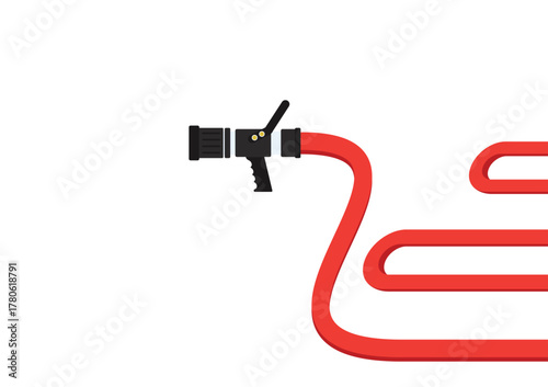 Fire Hose Nozzle Vector. Vector Illustration Isolated on White Background. 