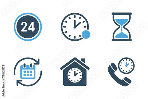 Time Management and Productivity Vector Icons for Business and Personal Use Representing Availability and Efficiency