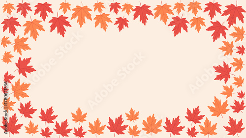 Autumn Leaves Frame with Copy Space for Seasonal Greetings and Thanksgiving Celebration Design Template