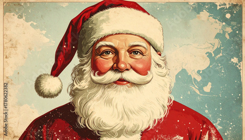 Vintage card with portrait of Santa Clause