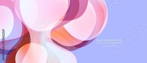 Abstract floral design. Soft pastel colors blend, creating layered shapes. Background features gentle gradients, modern aesthetic.