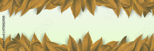 Golden autumn leaf frame background