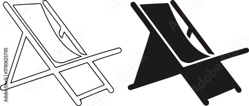 Deck chair vector illustration in two styles