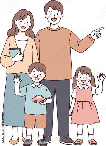 Create a kinds of deferent Simple blog thumbnail illustration of a pale family vector art with white background..