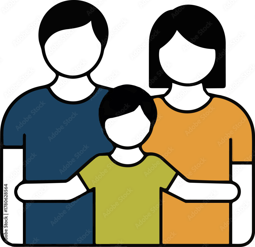 Obraz premium Create a kinds of deferent Simple vector illustration of a family of three vector art with white background.