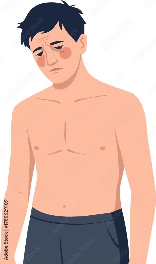 Fototapeta premium Create a kinds of deferent Simple vector illustration of a young man in poor health vector art with white background.