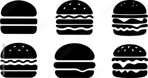 Delicious burger vector, hamburger creative art, burger silhouettes, delicious burger vector design isolated