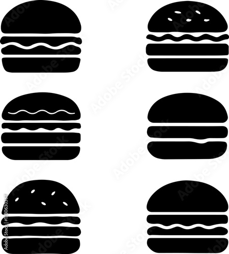 Delicious burger vector, hamburger creative art, burger silhouettes, delicious burger vector design isolated