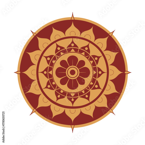 Tibetan Wheel Of Dharma Mandala Silhouette Pattern