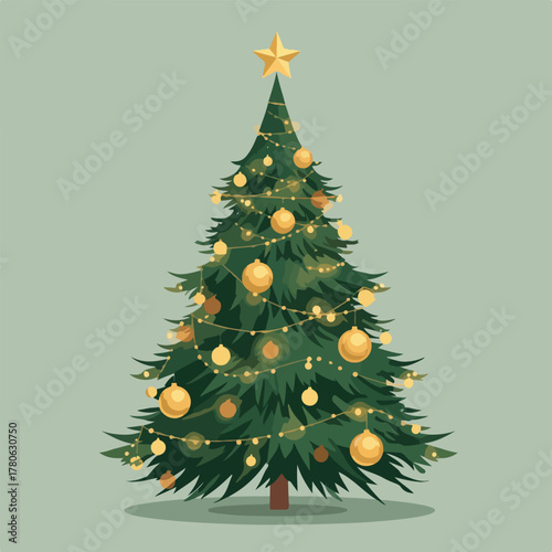 Festive evergreen: A beautifully decorated Christmas tree adorned with twinkling lights and shining ornaments, ready to spread holiday cheer and warmth.