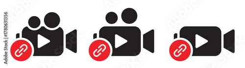 Video link set icon, vector illustration