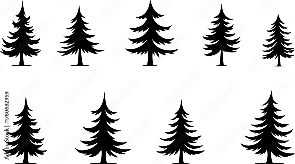Naklejka premium Pine Tree Silhouette Bundle Collection
