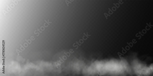 Vector white fog or steam trail on a dark background