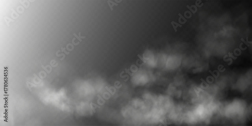Vector white fog or steam trail on a dark background