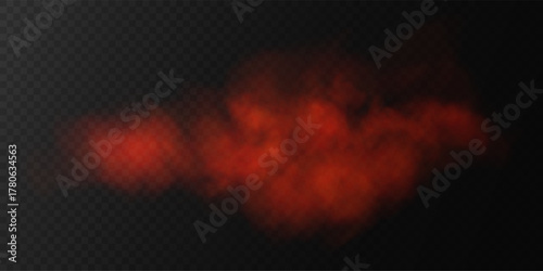 Red fog or smog on a transparent background with vector illustration