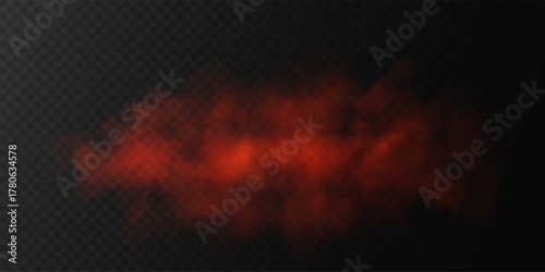 Abstract red smoke or fog on a transparent background with a vector effect.