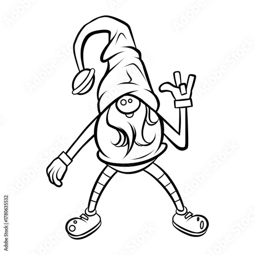 gnome drawing with black lines on a white background