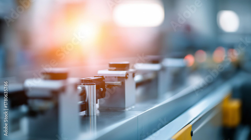 Wallpaper Mural Modern automated machines in operation with defocused industry, faceless manufacturing automation, industrial visualization detail, blurred factory background, automated production Torontodigital.ca