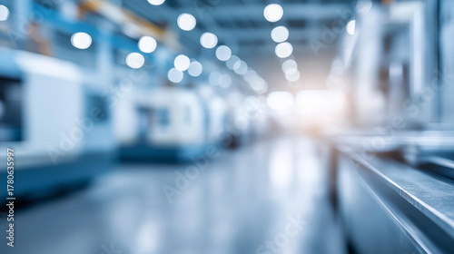 Wallpaper Mural Metal machining facility interior with defocused equipment, faceless manufacturing space, industrial visualization detail, blurred workshop background, machining operations concept Torontodigital.ca