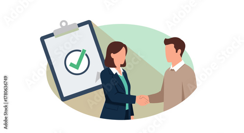 Professional business partners finalize a successful agreement with a firm handshake, symbolizing trust, collaboration, and mutual achievement.
