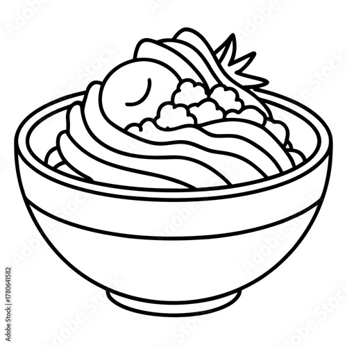 Ramen Carbonara line art vector