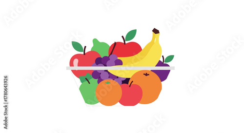 Vibrant Assortment of Fresh Fruits in a Clear Bowl.
