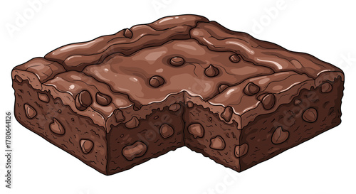 Richly decadent chocolate brownie square with a generous topping of delicious chips, perfect for a sweet treat