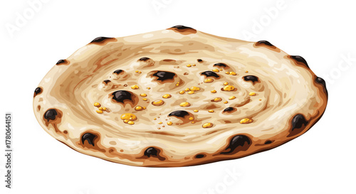 Deliciously baked flatbread with golden brown crust and air bubbles