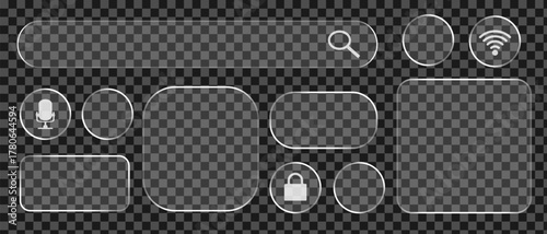 Light Liquid glass effect UI frame for smartphone and web app, vector	
