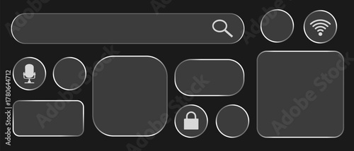Light Liquid glass effect UI frame for smartphone and web app, vector	
