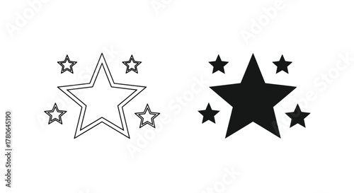 Illustrative graphic featuring a prominent star icon surrounded by a constellation of smaller stars, symbolizing excellence, achievement, and premium quality recognition