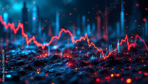 The stock market crash crisis graph data depicts a sharp decline in finance statistic values, causing widespread panic among investors and triggering a wave of bankruptcy filings