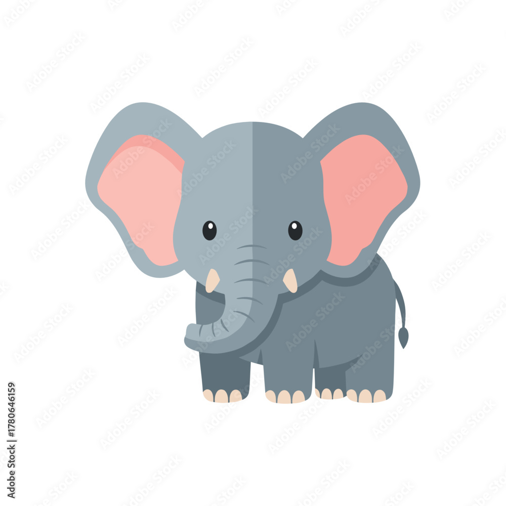 Fototapeta premium Cartoon elephant illustration with big ears and friendly expression 