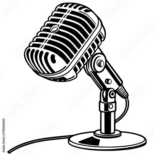 retro microphone isolated on white background