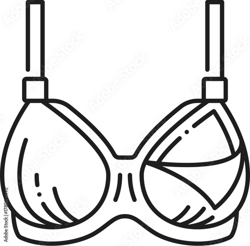 Infant breastfeeding bra line icon or pictogram. Woman lactation thin line vector pictogram, breastfeeding outline sign. Motherhood underwear lineart icon or infant nursing bra line symbol