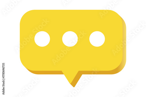 3D Speech bubble signs. Chat bubble in yellow. 3d minimalist posters. Speech bubble, message box icon set. Vector illustration.