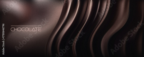 Trendy dark chocolate wavy gradient. Swirl liquid dark brown pattern. Grainy film effect texture. Vector illustration for your graphic design, banner, poster