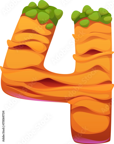 Dessert type, bakery pastry font and cookie typeface for sweet confectionery, cartoon vector. English alphabet typeface and sweet dessert font, number 4 Four as cookie or baklava with pistachio nuts