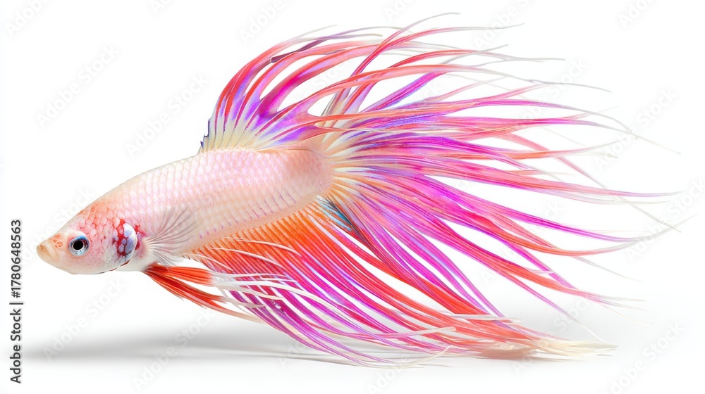 Fototapeta premium Elegant betta fish swimming gracefully underwater world aquatic life image vibrant environment close-up view nature's beauty