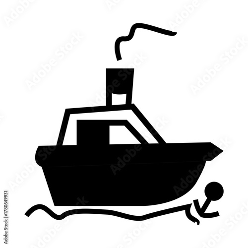 fishing boat vector illustration glyph icon vector