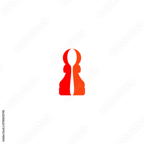 Spoon Pawn Pion Food Logo Vector