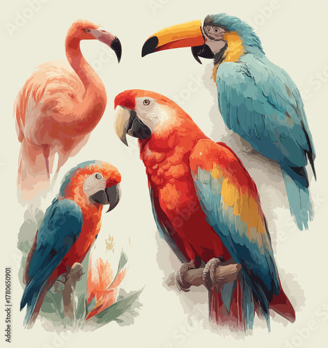 Exotic Bird Collection Art Print
