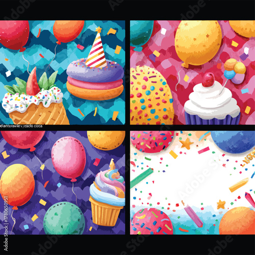 Fun Party Illustration with Bright Colors.