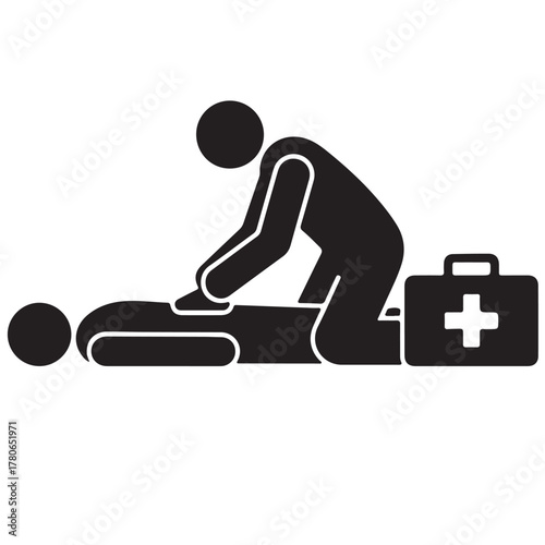 Cpr icon, person performing cardiopulmonary resuscitation