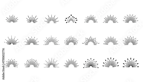 Collection of sunburst and radiating line elements